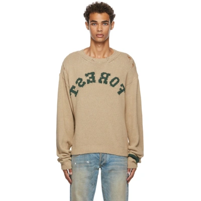 Reese Cooper Mens Natural Forest Distressed Cotton-knit Jumper M 