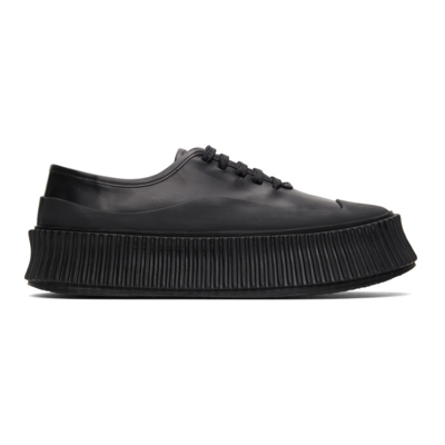 Jil Sander Leather Platform Sneakers In Black