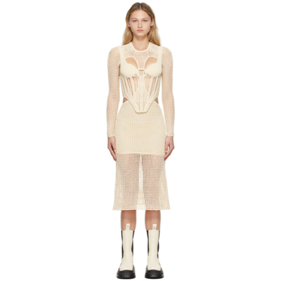 Dion Lee Layered Crocheted Corset Mini Dress In Ivory