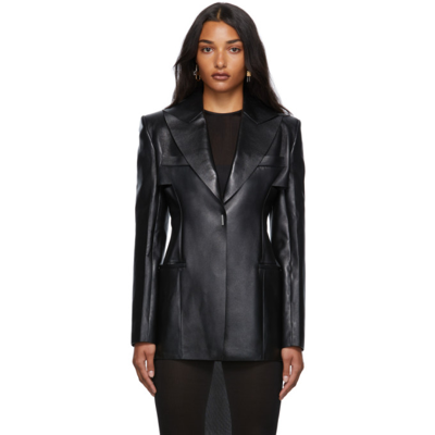 Givenchy Single-breasted Peak-lapel Leather Jacket In Black