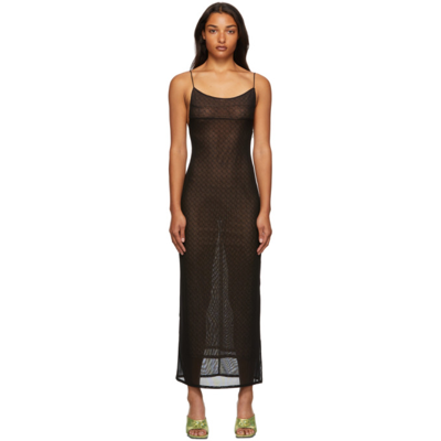 Miaou Thais Semi-sheer Stretch Recycled-polyester Maxi Dress In Black