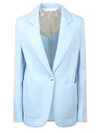 Palm Angels Jersey Milano Track Single-breasted Blazer With Contrasting In Blue