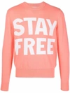 Honey Fucking Dijon Stay Free Print Sweatshirt In Orange