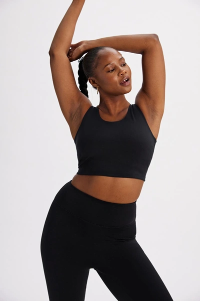 Girlfriend Collective Black Bella Scoop Tank In Multicolor