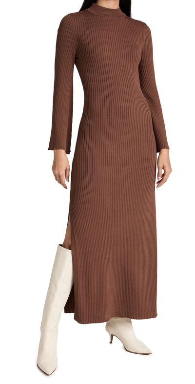 Line & Dot Jessica Ribbed Sweater Dress In Dark Brown
