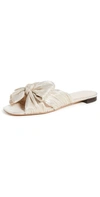 LOEFFLER RANDALL DAPHNE PLEATED BOW SLIDES PLATINUM LAME,LOEFF41526