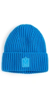 Mackage Jude Logo Cuffed Knit Hat In Aqua
