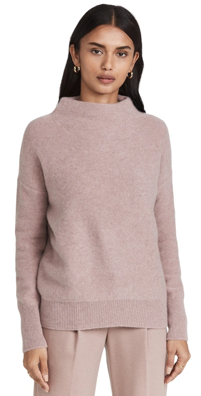 Vince Boiled Cashmere Funnel Neck Pullover In Pink & Purple