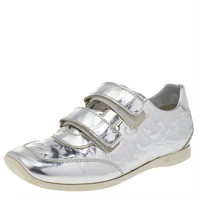 Pre-owned Louis Vuitton Metallic Silver Monogram Mirror Tennis Sneakers Size 38.5