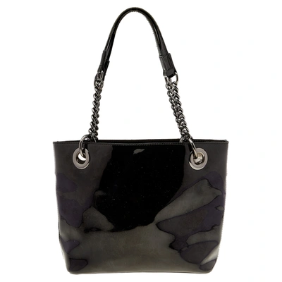 Pre-owned Dkny Black Pvc Chain Handle Tote