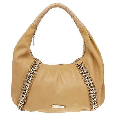 Pre-owned Michael Kors Beige Leather Id Chain Hobo