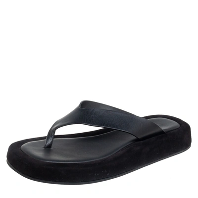 Pre-owned The Row Black Leather Ginza Thong Sandals Size 39