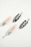 Urban Outfitters Crease-free Alligator Hair Clip Set In Pink + Animal Print