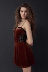 Urban Outfitters Uo Faith Velvet Slip Dress In Chocolate