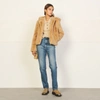 Sandro Short Faux Fur Coat In Camel