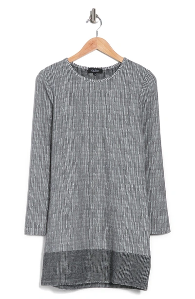 Papillon Textured Linear Print Sweater Dress In Grey