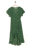 Max Studio Ruffle Crepe High/low Wrap Midi Dress In Gryessda
