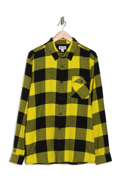 Abound Plaid Shirt-jacket In Blk- Yellow Lg Buffalo Pld