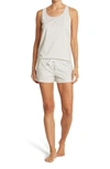 Calvin Klein Jersey Tank & Shorts Pajama 2-piece Set In Feeder Stripe- Desert Sage
