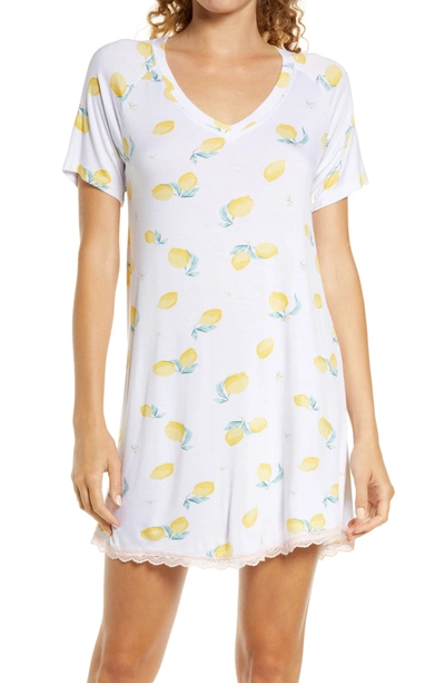Honeydew Lace Trim Sleep Shirt In Lemons