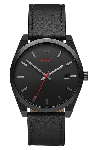 Mvmt Men's Element Black Leather Strap Watch, 43mm