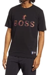 Hugo Boss X Nba Miami Heat T Basket Cotton Stretch Graphic Tee In Black