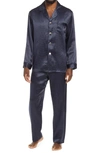 Majestic Dot Silk Pajamas In Navy Dot