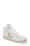 Veja Leather V-15 High Sneakers In Extra White Natural