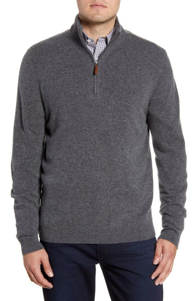 Nordstrom Cashmere Quarter Zip Pullover Sweater In Grey Shade Heather