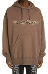 GIVENCHY RAISED LOGO BARBED WIRE GRAPHIC HOODIE,BMJ0D53Y69