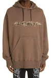 Givenchy Barbed Wire-print Dropped-shoulder Cotton-jersey Hoody In Chocolate