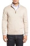 Nordstrom Half Zip Cotton & Cashmere Pullover In Tan Burrow Heather