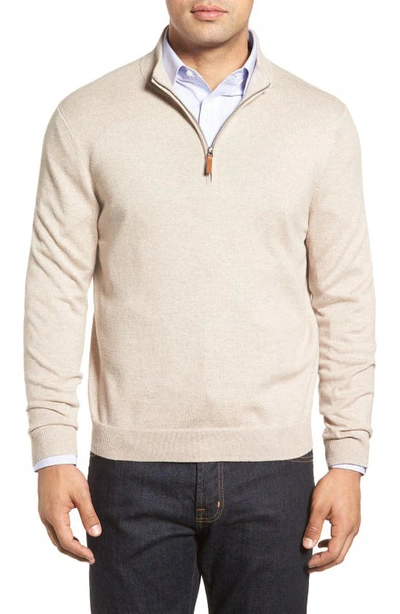 Nordstrom Half Zip Cotton & Cashmere Pullover In Tan Burrow Heather