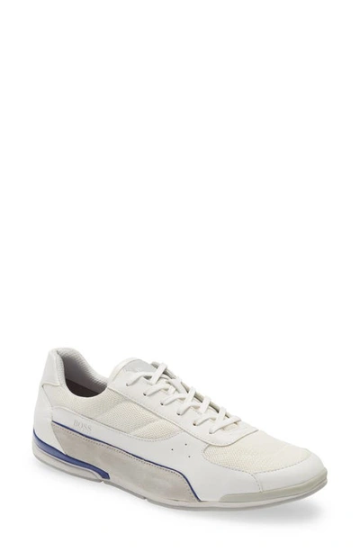 Hugo Boss Saturn Low Top Sneaker In White/ Blue