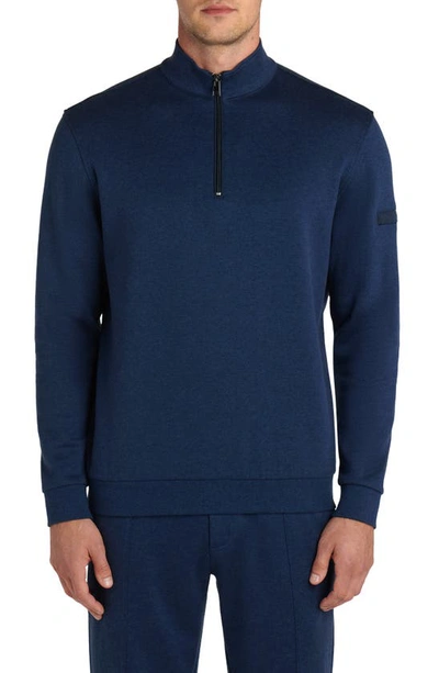 Bugatchi Comfort Cotton Blend Quarter Zip Pullover In Navy