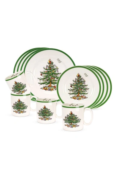 Portmeirion X Ted Baker Christmas Tree 12-piece Place Setting In Green