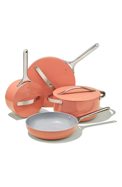 Caraway Non-toxic Ceramic Non-stick 7-piece Cookware Set With Lid Storage In Orange