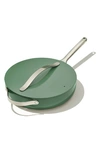 Caraway Nontoxic Ceramic Nonstick Saute Pan With Lid In Green