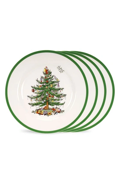 Portmeirion X Ted Baker Christmas Tree Set Of 4 Salad Plates In Green