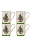 Portmeirion X Ted Baker Christmas Tree Set Of 4 Mugs In Green