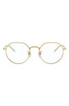 Ray Ban 53mm Metal Optical Glasses In Shiny Gold