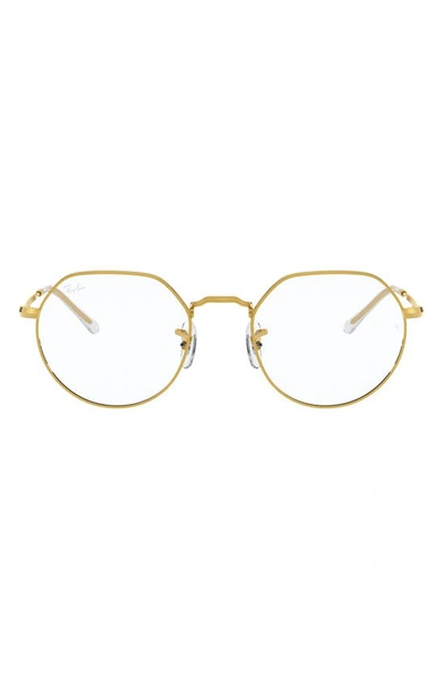 Ray Ban 53mm Metal Optical Glasses In Shiny Gold