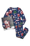 BOOKS TO BED KIDS' 'TWAS THE NIGHT BEFORE CHRISTMAS' FITTED TWO-PIECE PAJAMAS & BOOK SET,14NBC1