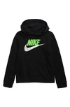 Nike Kids' Sportswear Club Fleece Hoodie In Black/ Green Strike