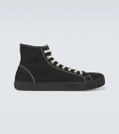 Maison Margiela Black Tabi High Top Canvas Sneakers