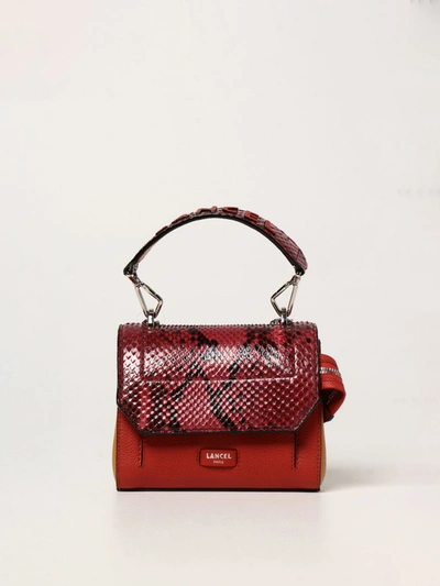 Lancel Mini Bag Ninon  Bag In Grained Leather And Python In Orange