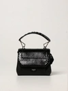 LANCEL MINI BAG NINON LANCEL BAG IN GRAINED LEATHER AND PYTHON,A09369 BLACK 10TU