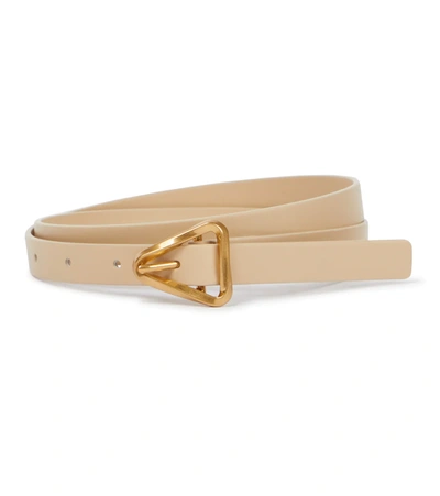 Bottega Veneta Women's Triangle Buckle Leather Belt In Porridge Gold