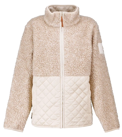 Tory Sport Quilted Fleece Jacket In Natural/ivory Pearl