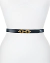 Saint Laurent Ysl Cintura Skinny Leather Belt In 1000 Nero